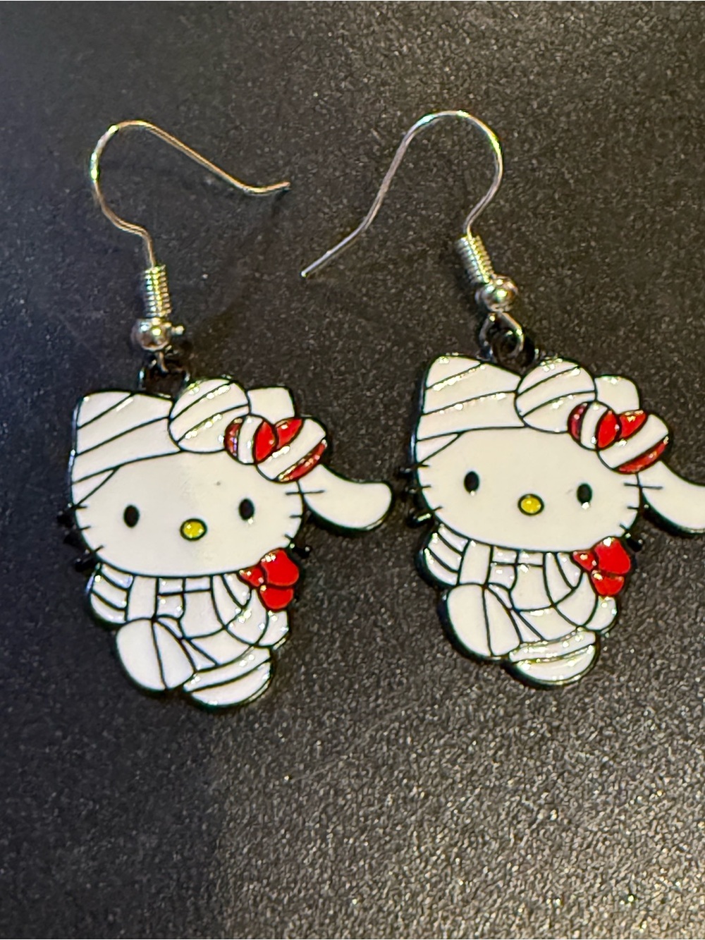 Hello Kitty White & Red Mummy Costume Kids Dangle Earrings
